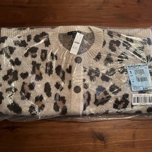 Oversized Leopard Print Cardigan Sweater